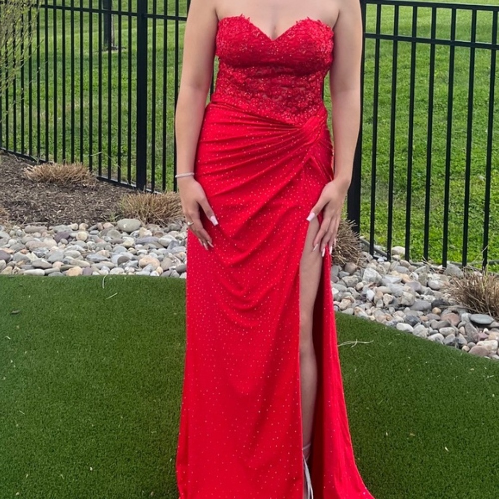 Red La Femme Prom Dress